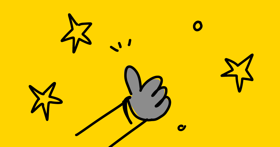 Thumbs up illustration with yellow background
